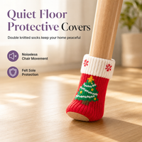 🎄LIMITED-TIME 49% OFF! ⏰Christmas Knitted Chair Leg Covers with Felt Pads Non Slip Thickened Table Feet Socks Floor Protectors 4-Piece Set