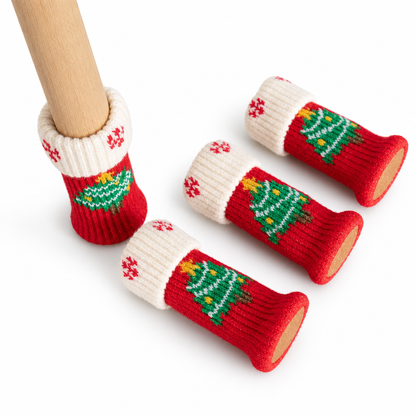 🎄LIMITED-TIME 49% OFF! ⏰Christmas Knitted Chair Leg Covers with Felt Pads Non Slip Thickened Table Feet Socks Floor Protectors 4-Piece Set