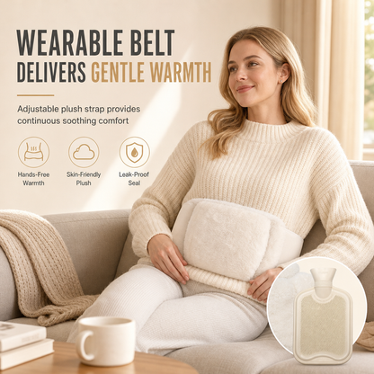 ⏳🔥LIMITED-TIME 49% OFF! ⏰Rubber Hot Water Bottle with Soft Faux Rabbit Fur Cover and Warm Waist Belt