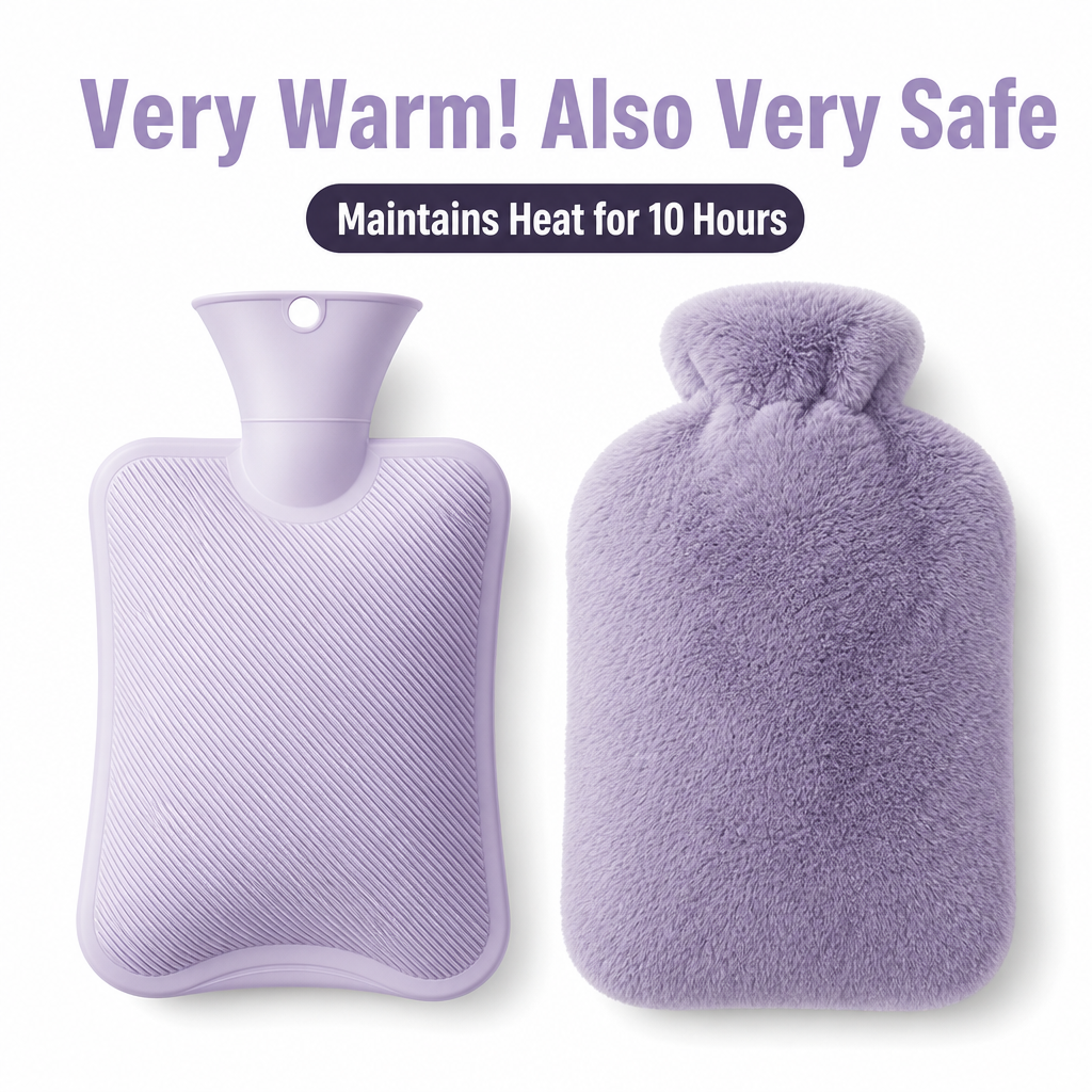⏳🔥LIMITED-TIME 49% OFF! ⏰Rubber Hot Water Bottle with Soft Faux Rabbit Fur Cover and Warm Waist Belt