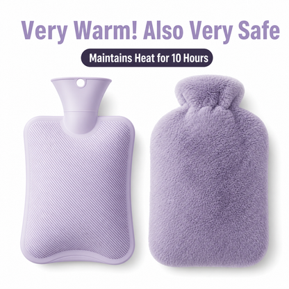 ⏳🔥LIMITED-TIME 49% OFF! ⏰Rubber Hot Water Bottle with Soft Faux Rabbit Fur Cover and Warm Waist Belt