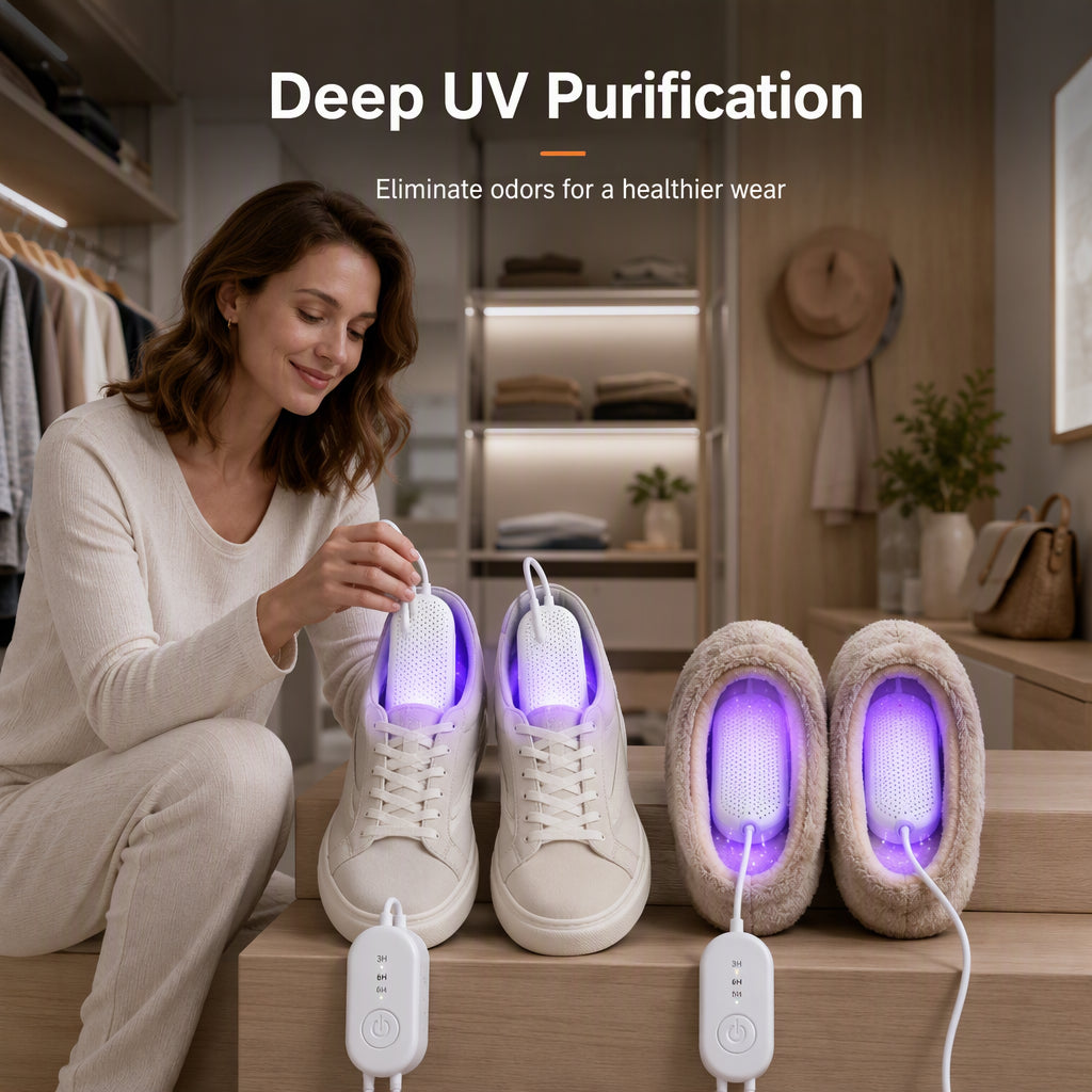 👟 49% Off Now ✨ Portable Shoe Dryer with UV Light & Timer — 360° Warm Air 💨