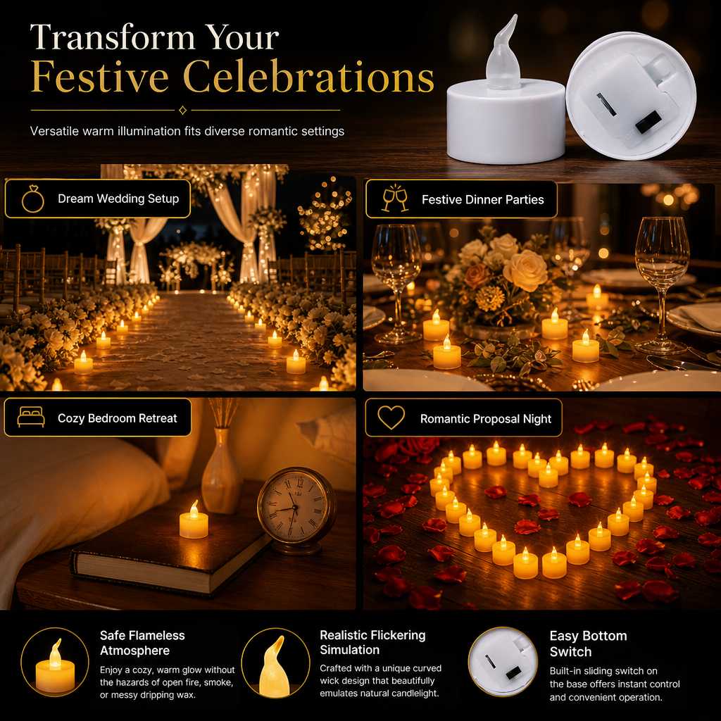 🏆49% OFF🕯️24 Pack LED Flameless Tea Light Candles