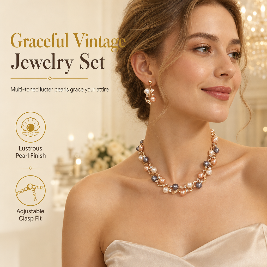 📢📢 49% OFF🌸Vintage Floral Jewelry Set – 2-Piece Leaf & Flower Bridal Accessories for Women