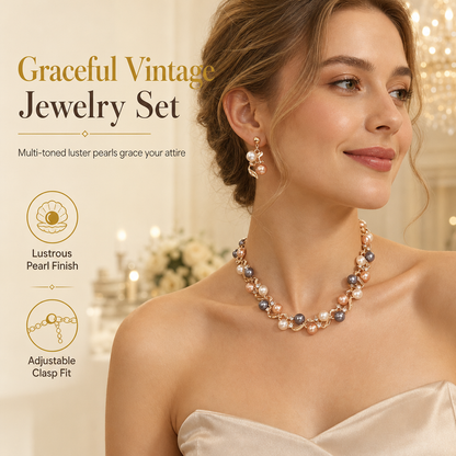 📢📢 49% OFF🌸Vintage Floral Jewelry Set – 2-Piece Leaf & Flower Bridal Accessories for Women