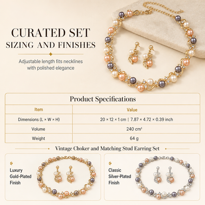 📢📢 49% OFF🌸Vintage Floral Jewelry Set – 2-Piece Leaf & Flower Bridal Accessories for Women