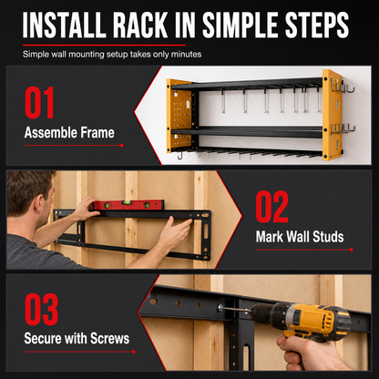 🔩 Wall-Mounted Power Tool Organizer – Heavy-Gauge Steel, Drill Charging Station & Dual Pegboards – Garage Storage 💪
