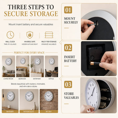 ⏰LIMITED TIME 49% OFFER⌚Vintage Wall Clock with Hidden Safe & Secret Valuables Compartment