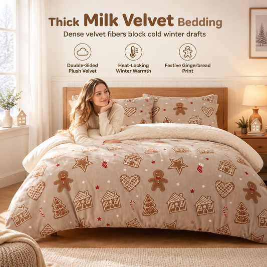 🏆LIMITED-TIME OFFER🎄Printed Thick Warm 3-Piece Bedding Set for Autumn and Winter