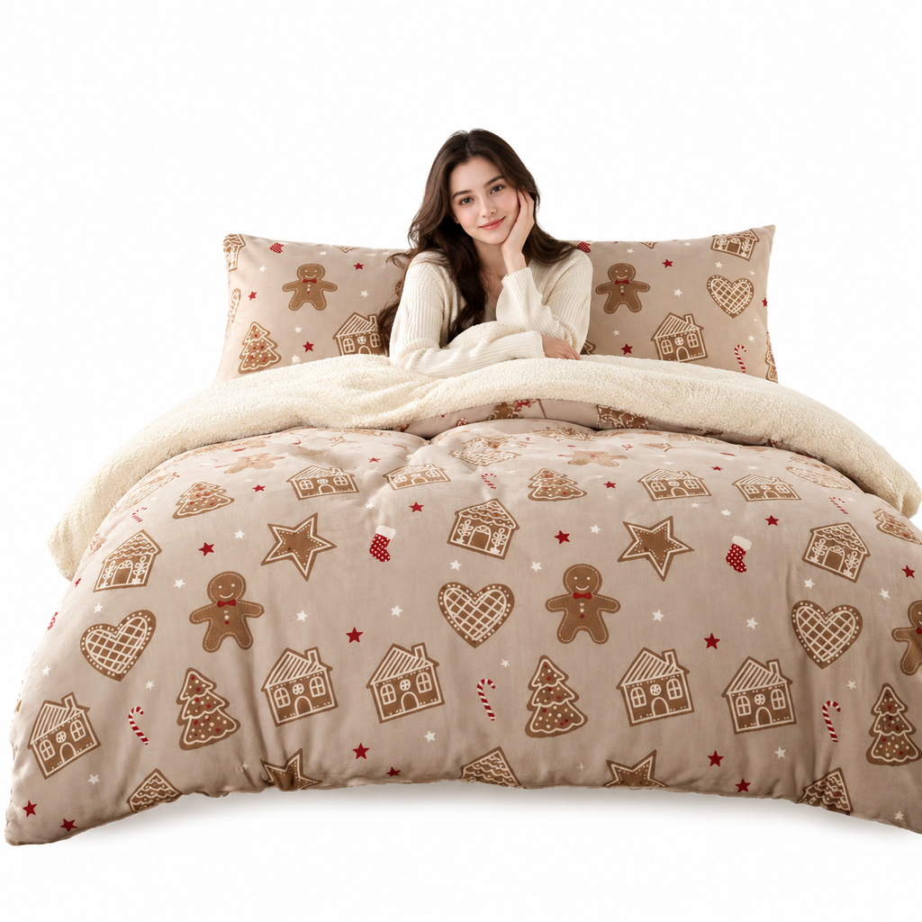 🏆LIMITED-TIME OFFER🎄Printed Thick Warm 3-Piece Bedding Set for Autumn and Winter