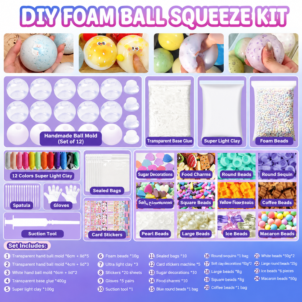 📢📢49% OFF !! ⏰💞50K+ SOLD! 🧪DIY Squeeze Ball Making Kit – mix colorful clay & sparkling fillers, leak-proof slow-rising fun. No-mess craft for kids! 🎨✅