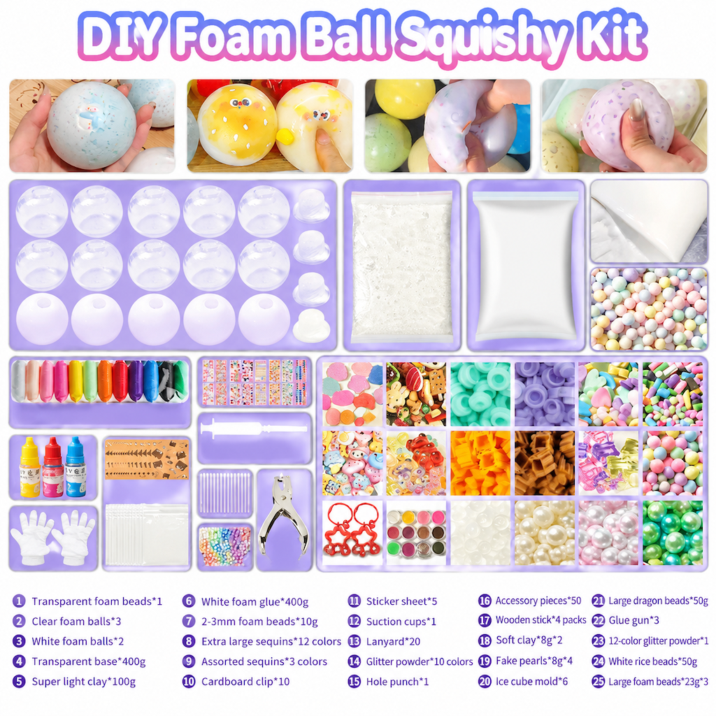 📢📢49% OFF !! ⏰💞50K+ SOLD! 🧪DIY Squeeze Ball Making Kit – mix colorful clay & sparkling fillers, leak-proof slow-rising fun. No-mess craft for kids! 🎨✅