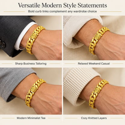 🤵 LIMITED-TIME 49% OFF! 👑 Sand-Gold Curb Link Bracelet – Solid Build, Watch Clasp, Luxury Look ✨