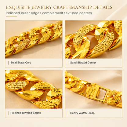 🤵 LIMITED-TIME 49% OFF! 👑 Sand-Gold Curb Link Bracelet – Solid Build, Watch Clasp, Luxury Look ✨