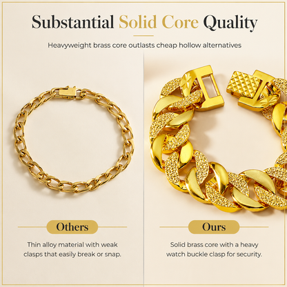 🤵 LIMITED-TIME 49% OFF! 👑 Sand-Gold Curb Link Bracelet – Solid Build, Watch Clasp, Luxury Look ✨