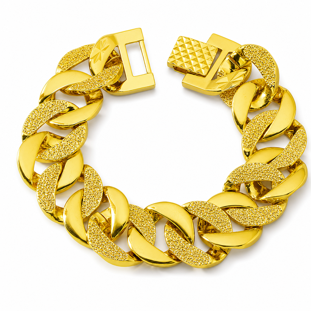 🤵 LIMITED-TIME 49% OFF! 👑 Sand-Gold Curb Link Bracelet – Solid Build, Watch Clasp, Luxury Look ✨