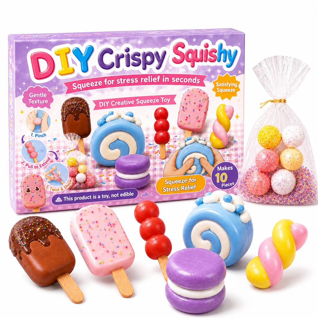 📢📢49% OFF !! ⏰DIY Crispy Squeeze Ball Toy Set with Wax Coating and Satisfying Crunchy Sound for Stress Relief