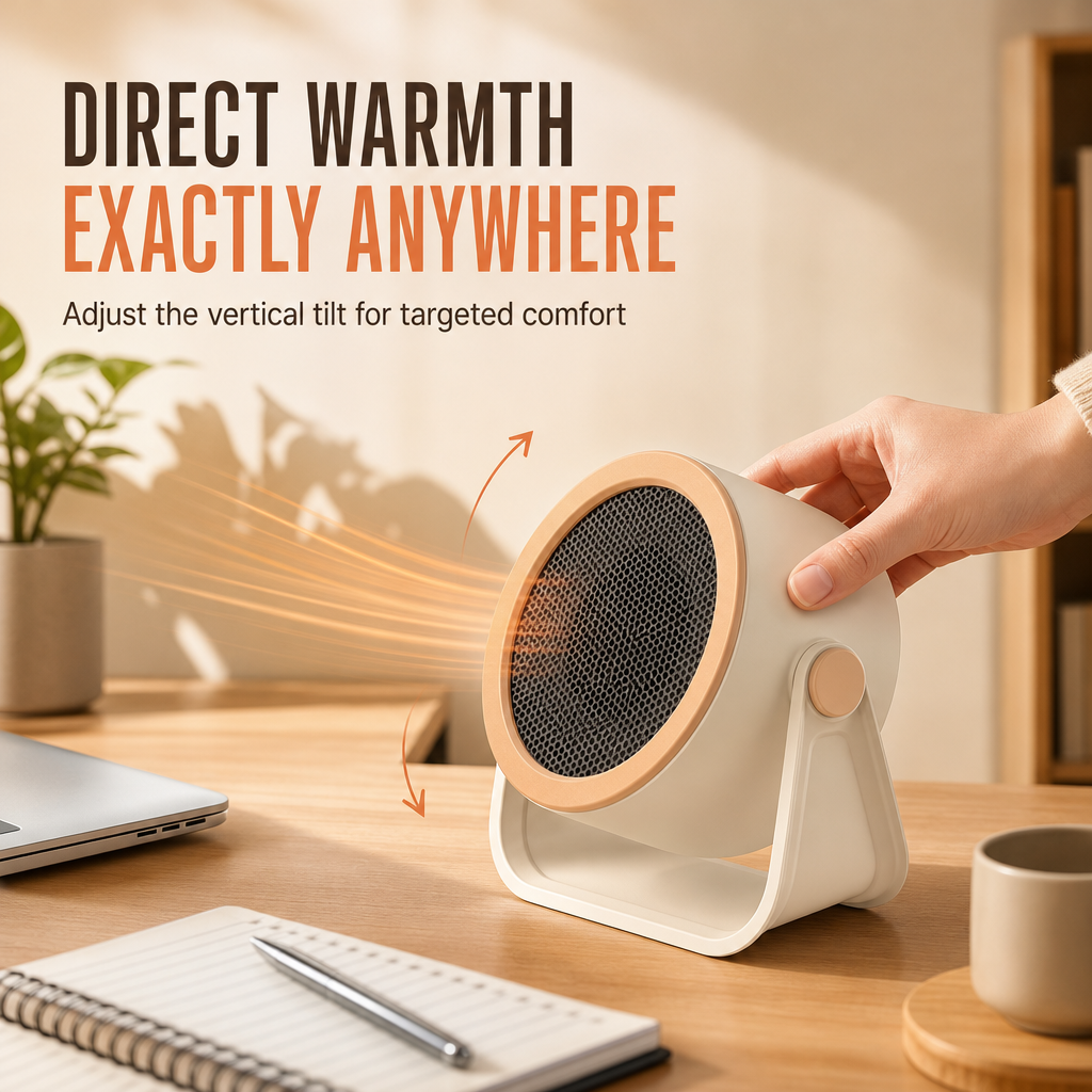 📢📢 49% OFF🔥 Portable Desktop Heater – Adjustable Warm Air & Two Heat Settings for Home and Office