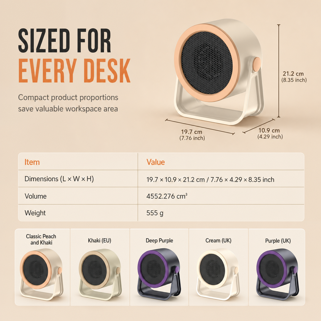 📢📢 49% OFF🔥 Portable Desktop Heater – Adjustable Warm Air & Two Heat Settings for Home and Office