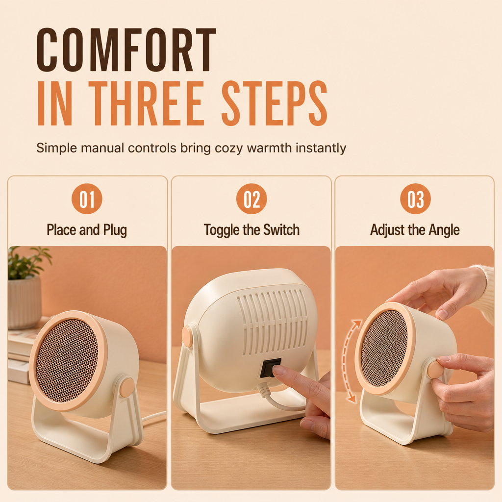 📢📢 49% OFF🔥 Portable Desktop Heater – Adjustable Warm Air & Two Heat Settings for Home and Office