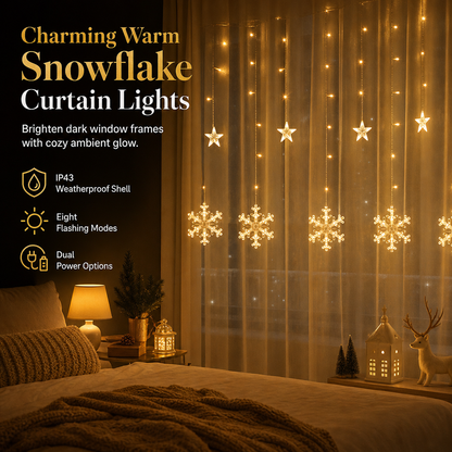 ❄️ 49% OFF! ✨ LED Snowflake Curtain Lights – Waterproof & festive décor ✨
