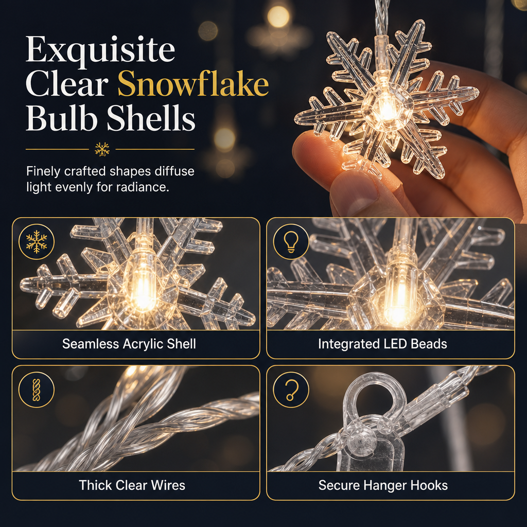 ❄️ 49% OFF! ✨ LED Snowflake Curtain Lights – Waterproof & festive décor ✨