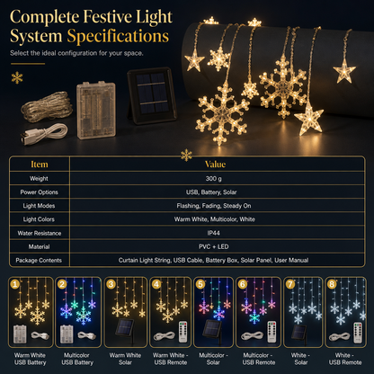 ❄️ 49% OFF! ✨ LED Snowflake Curtain Lights – Waterproof & festive décor ✨