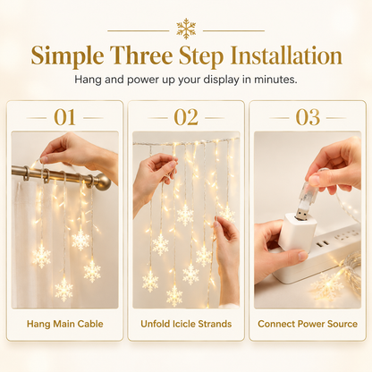 ❄️ 49% OFF! ✨ LED Snowflake Curtain Lights – Waterproof & festive décor ✨