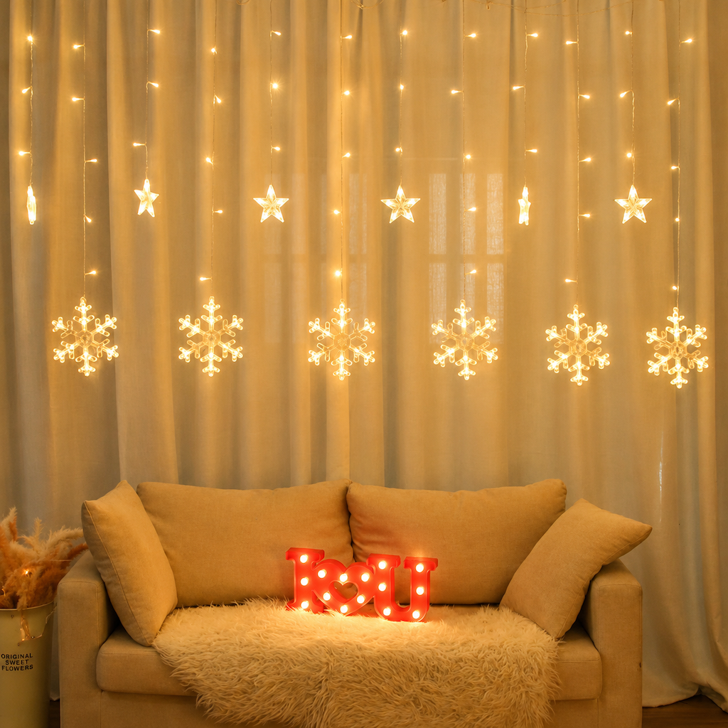 ❄️ 49% OFF! ✨ LED Snowflake Curtain Lights – Waterproof & festive décor ✨