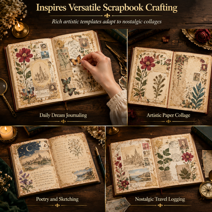 📢📢49% OFF !! ⏰Vintage European Style Hardcover Journal Notebook with Hollow Out Cover Gold Foil Accents and Color Illustrated Pages