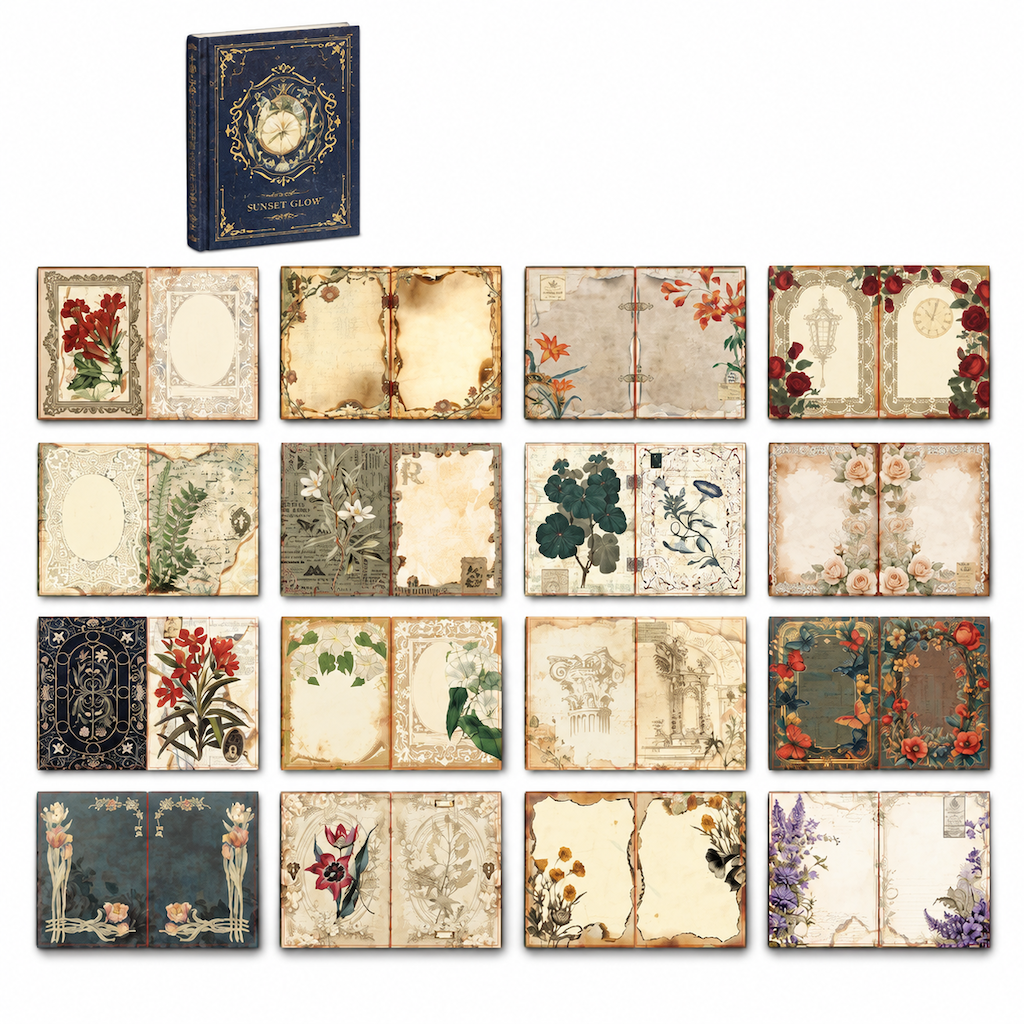 📢📢49% OFF !! ⏰Vintage European Style Hardcover Journal Notebook with Hollow Out Cover Gold Foil Accents and Color Illustrated Pages