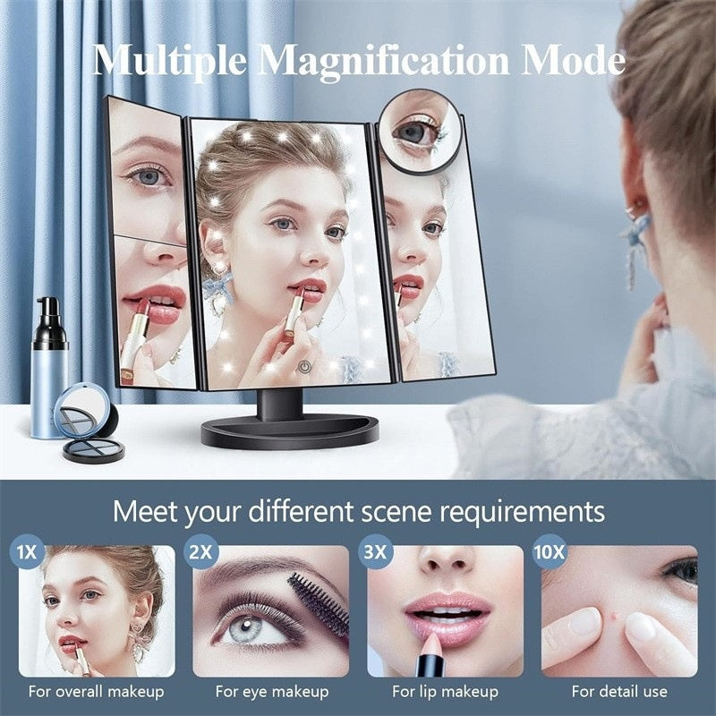 🏆HOT SALE 49% OFF✨Tri-Fold Makeup Mirror with Lights