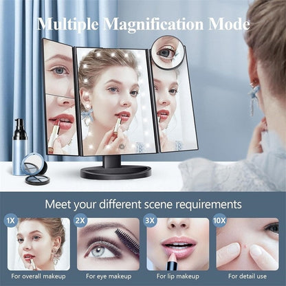 🏆HOT SALE 49% OFF✨Tri-Fold Makeup Mirror with Lights
