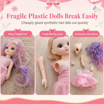 📢📢 49% OFF !! ⏰Fixed-Pose Princess Doll Set—Soft Rooted Hair, Pastel Bow, Pocket-Size Limited Edition!