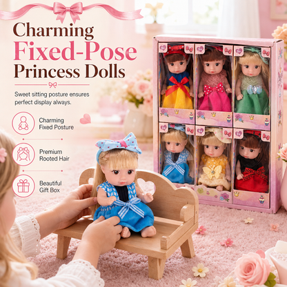 📢📢 49% OFF !! ⏰Fixed-Pose Princess Doll Set—Soft Rooted Hair, Pastel Bow, Pocket-Size Limited Edition!
