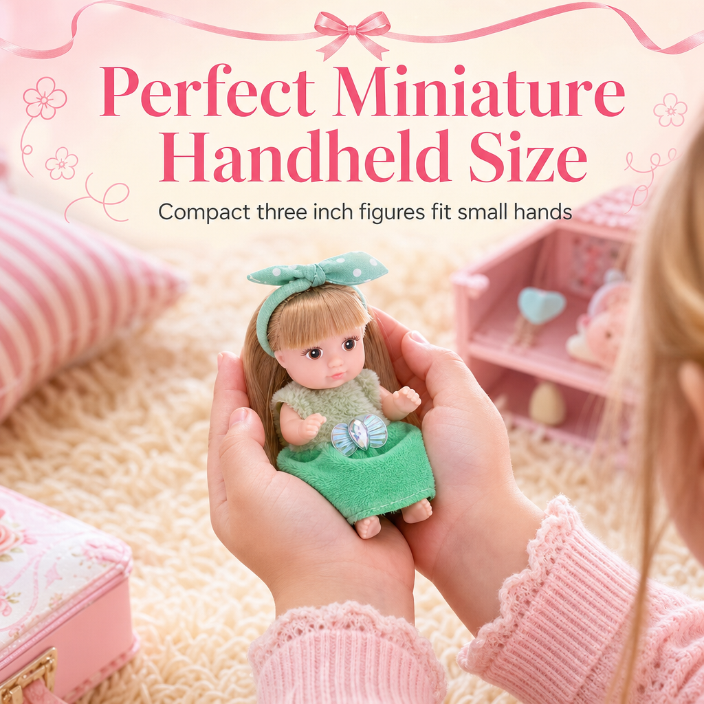 📢📢 49% OFF !! ⏰Fixed-Pose Princess Doll Set—Soft Rooted Hair, Pastel Bow, Pocket-Size Limited Edition!
