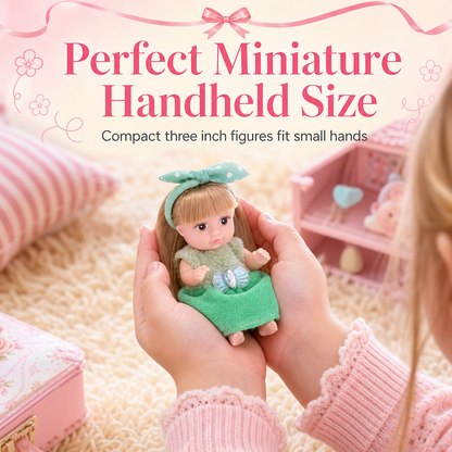 📢📢 49% OFF !! ⏰Fixed-Pose Princess Doll Set—Soft Rooted Hair, Pastel Bow, Pocket-Size Limited Edition!