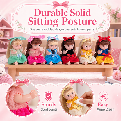 📢📢 49% OFF !! ⏰Fixed-Pose Princess Doll Set—Soft Rooted Hair, Pastel Bow, Pocket-Size Limited Edition!
