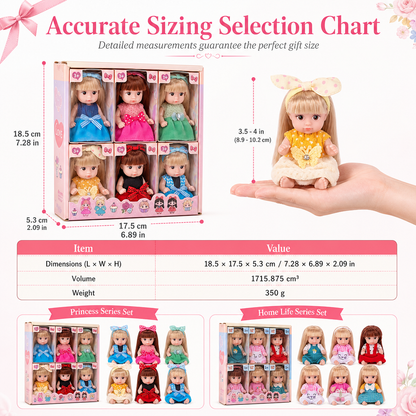 📢📢 49% OFF !! ⏰Fixed-Pose Princess Doll Set—Soft Rooted Hair, Pastel Bow, Pocket-Size Limited Edition!