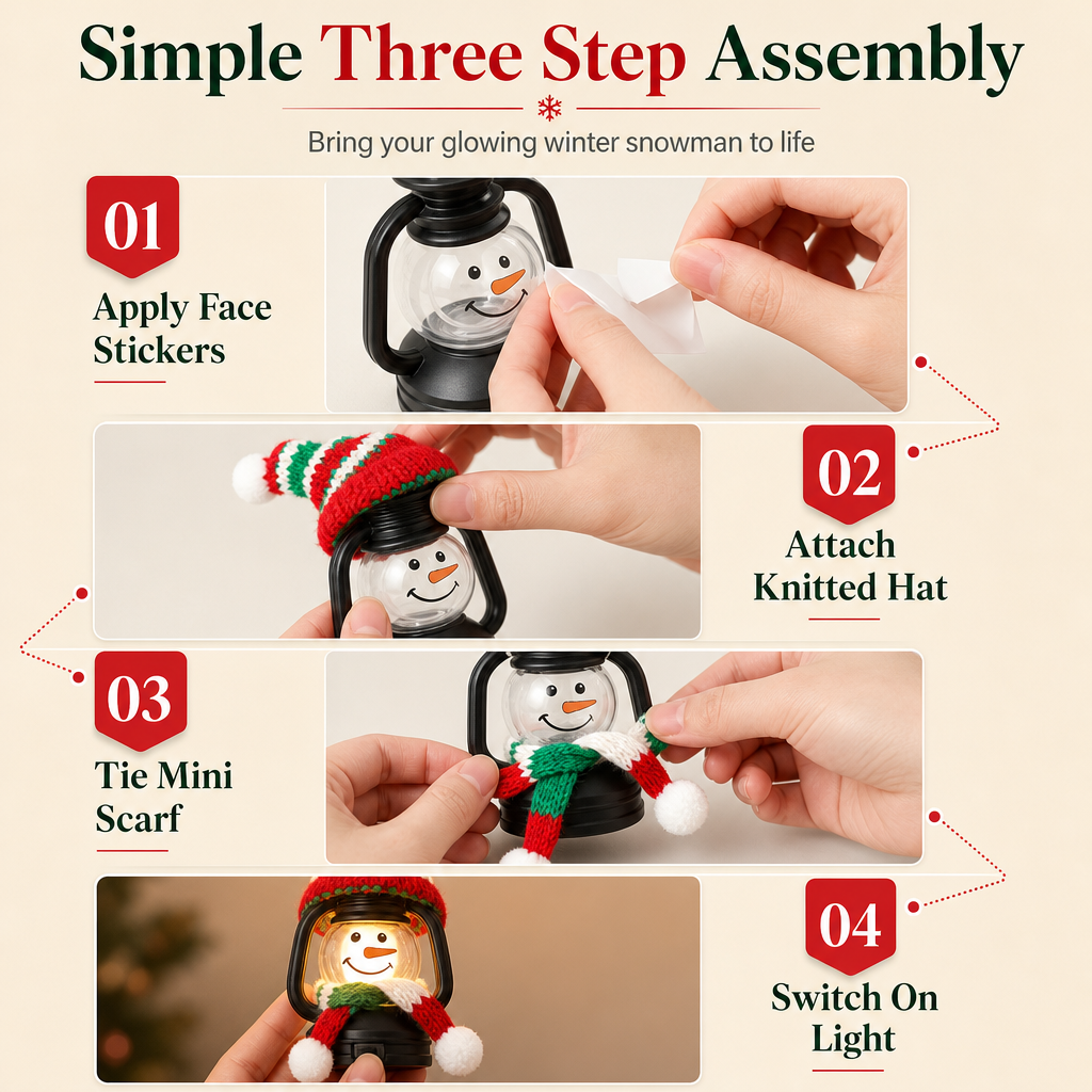 🏆Christmas Specials🎄Mini Christmas Snowman Lantern Portable Night Light with Hat and Scarf for