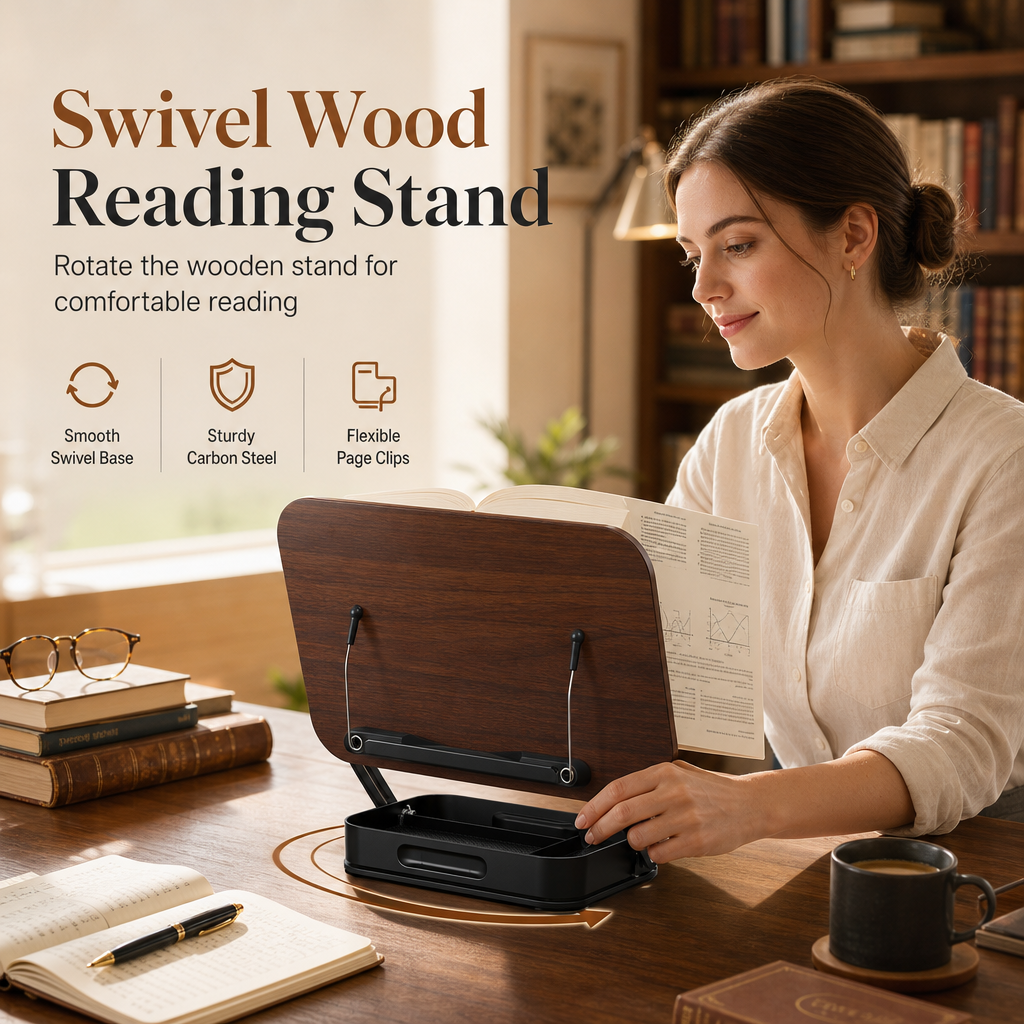 🏆HOT SALE 49% OFF🖥️Transparent Acrylic 360 Degree Rotating Desktop Book Stand and Tablet Holder