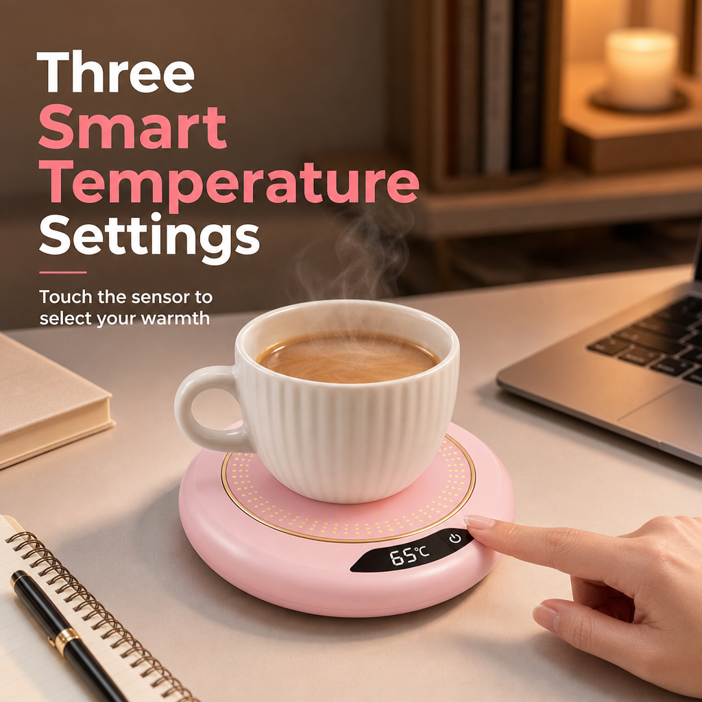 🥳2026 HOT SALE🥳💞50K+ SOLD! ☕🔥 49% OFF! Electric Coffee Mug Warmer – 3-temp touch control keeps drinks hot all day. Fits all flat cups – never drink cold coffee again! 🛡️✅