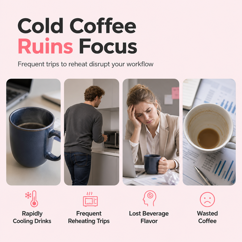🥳2026 HOT SALE🥳💞50K+ SOLD! ☕🔥 49% OFF! Electric Coffee Mug Warmer – 3-temp touch control keeps drinks hot all day. Fits all flat cups – never drink cold coffee again! 🛡️✅