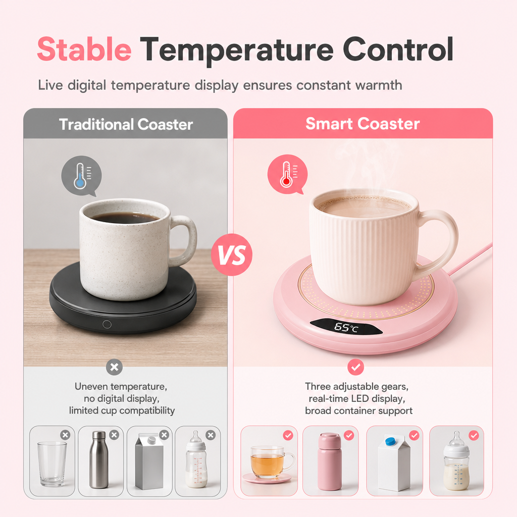 🥳2026 HOT SALE🥳💞50K+ SOLD! ☕🔥 49% OFF! Electric Coffee Mug Warmer – 3-temp touch control keeps drinks hot all day. Fits all flat cups – never drink cold coffee again! 🛡️✅