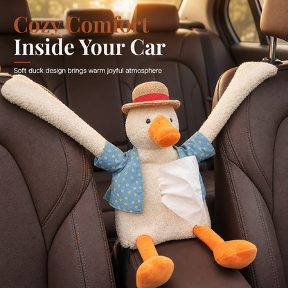 📢📢 49% OFF🧻Cute Plush Duck Car Tissue Holder – Hanging Cartoon Animal Tissue Dispenser for Car Interior Decor