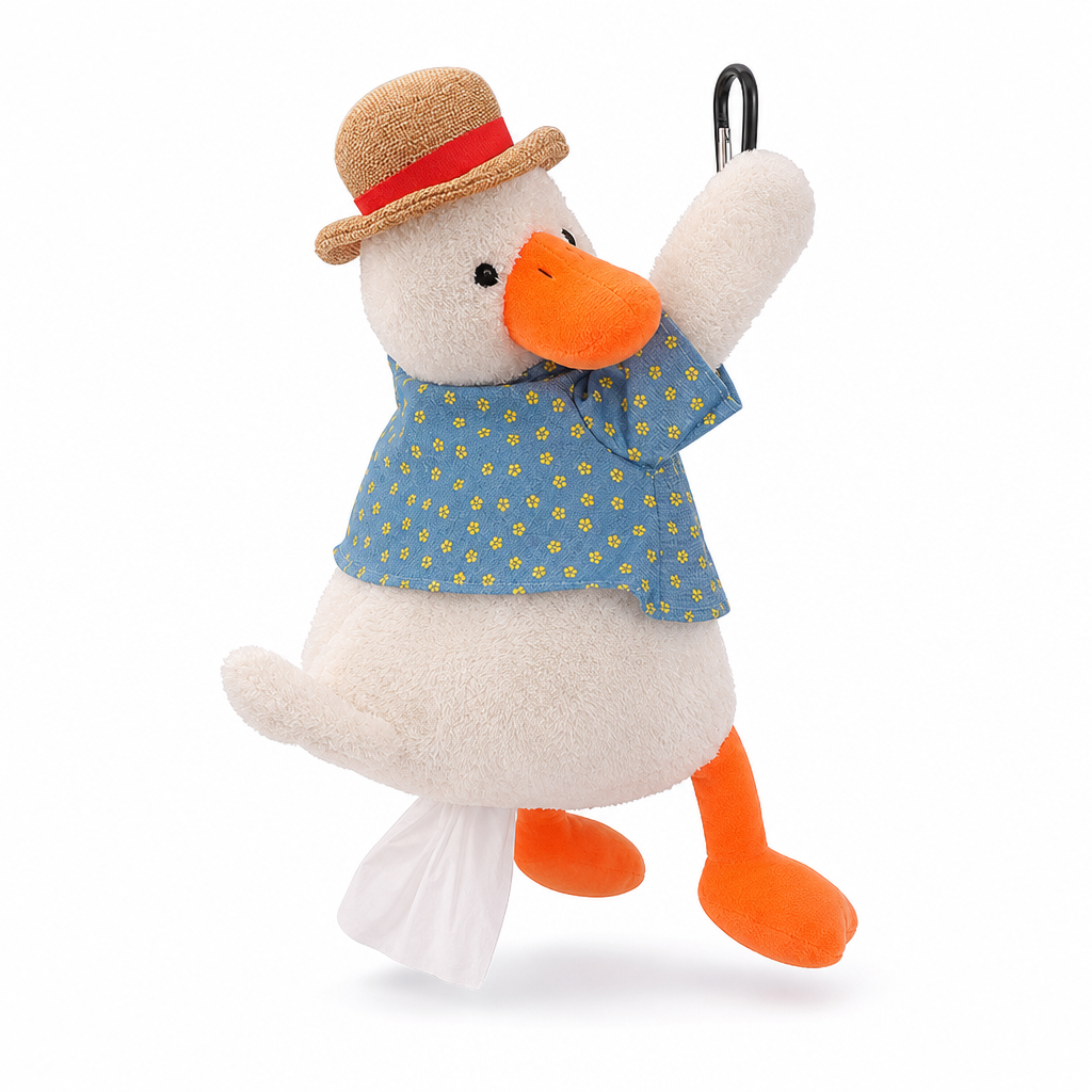 📢📢 49% OFF🧻Cute Plush Duck Car Tissue Holder – Hanging Cartoon Animal Tissue Dispenser for Car Interior Decor