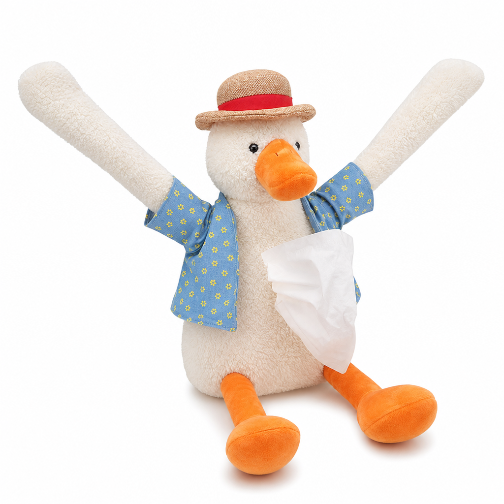 📢📢 49% OFF🧻Cute Plush Duck Car Tissue Holder – Hanging Cartoon Animal Tissue Dispenser for Car Interior Decor