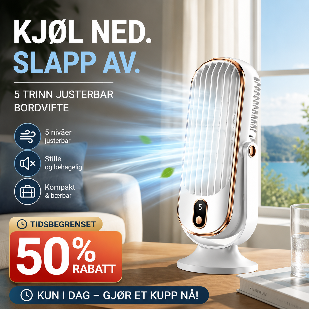 🥳2026 HOT SALE🥳💞50K+ SOLD!💨🌙 49% OFF! Portable Table Fan – 5 speeds, ultra‑quiet, gentle breeze. Perfect for bedroom or office. Stay cool without noise! 😴✨